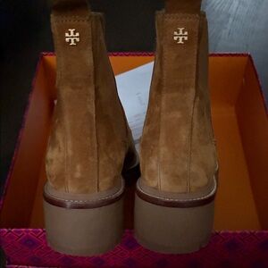 Tory Burch Tan Suede Block Heel Boots